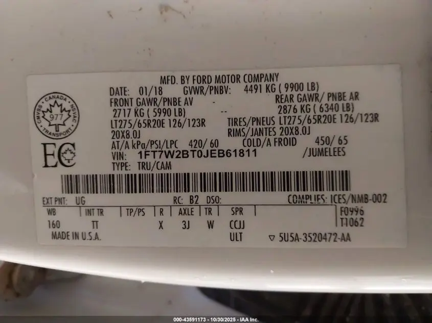 2018 FORD F-250 LIMITED