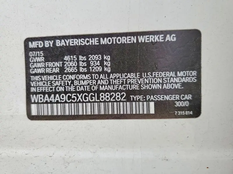 2016 BMW 428 I GRAN COUPE SULEV  