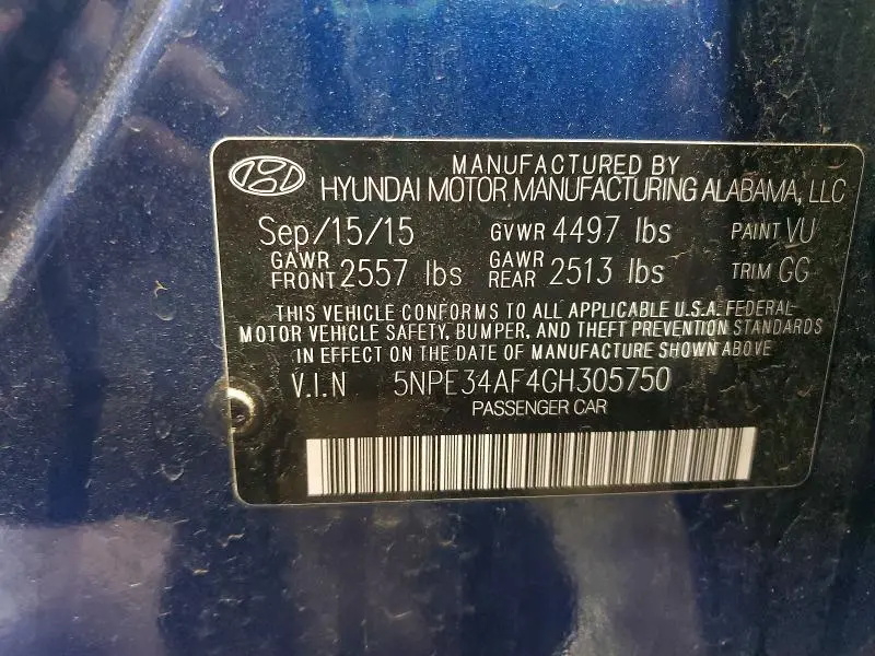 2016 HYUNDAI SONATA SPORT  