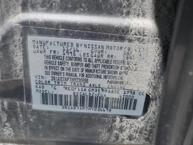 2017 NISSAN SENTRA S  