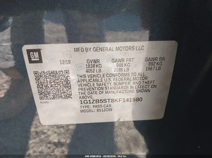2019 CHEVROLET MALIBU 1LS