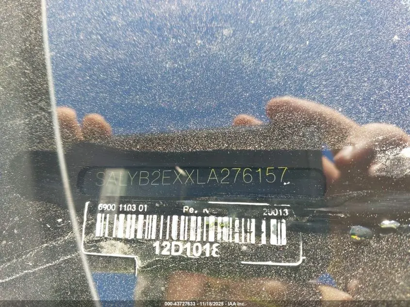 2020 LAND ROVER RANGE ROVER VELAR P250 S