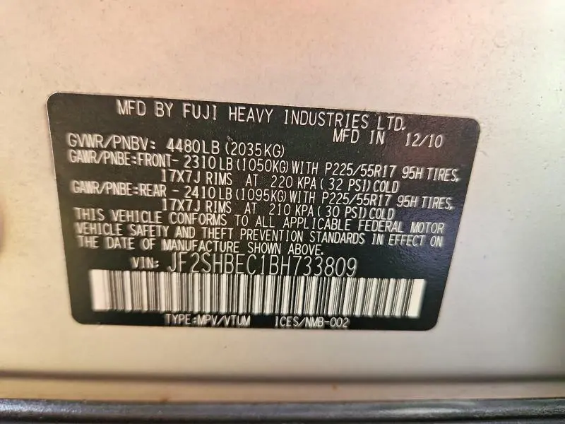 2011 SUBARU FORESTER LIMITED  