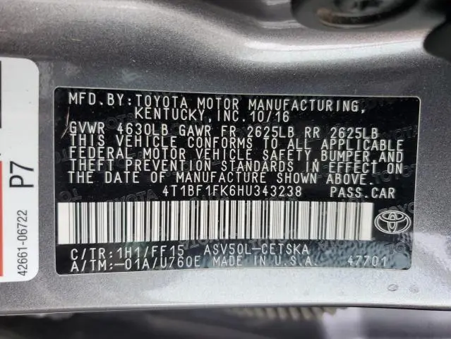 2017 TOYOTA CAMRY LE  