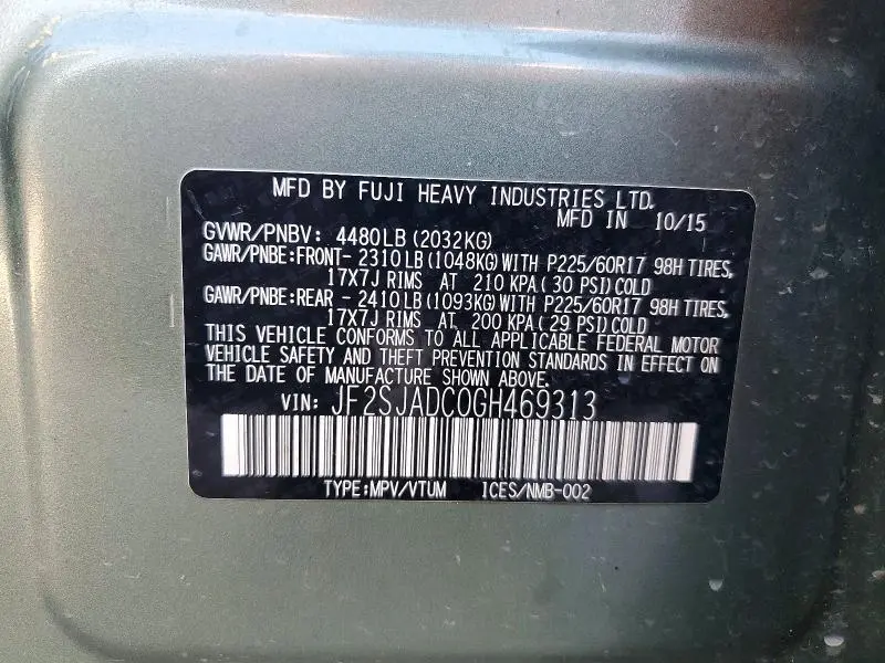 2016 SUBARU FORESTER 2.5I PREMIUM  
