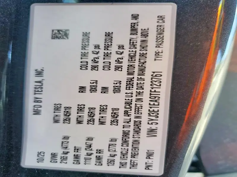 2026 TESLA MODEL 3   
