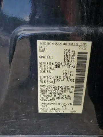 2012 NISSAN FRONTIER S  