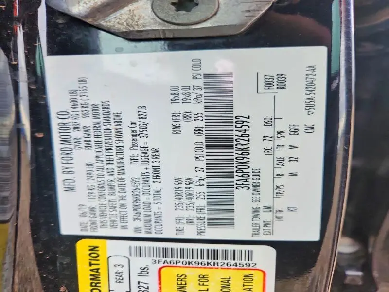 2019 FORD FUSION TITANIUM  