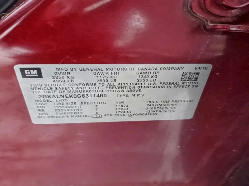 2016 GMC TERRAIN SLE  