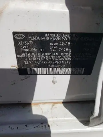 2019 HYUNDAI SONATA LIMITED