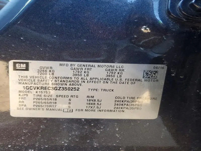 2016 CHEVROLET SILVERADO K1500 LT  