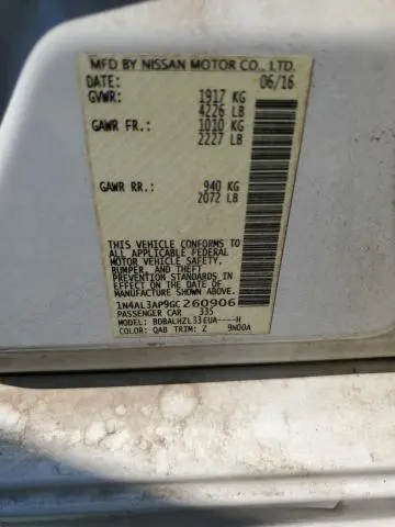 2016 NISSAN ALTIMA 2.5