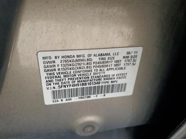 2011 HONDA PILOT TOURING  