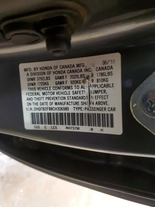 2012 HONDA CIVIC EX  