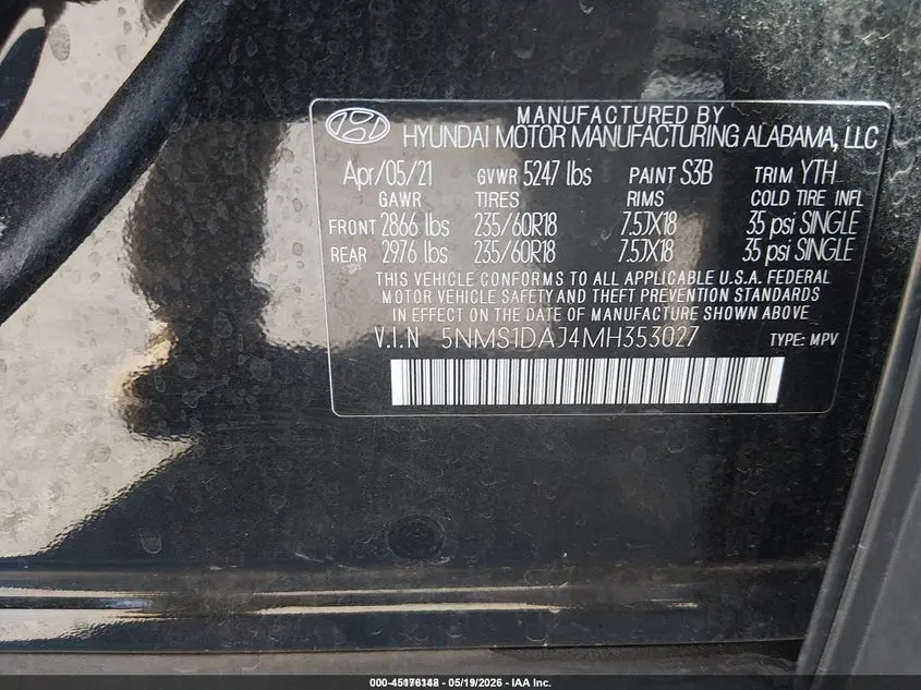 2021 HYUNDAI SANTA FE SE