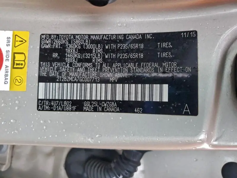 2016 LEXUS RX 350 BASE  