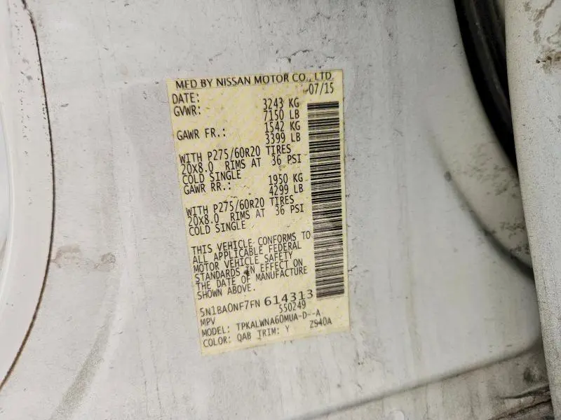2015 NISSAN ARMADA PLATINUM  