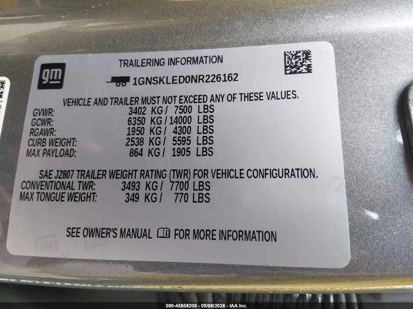 2022 CHEVROLET TAHOE 4WD COMMERCIAL FLEET