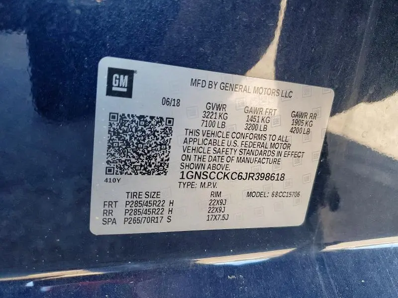 2018 CHEVROLET TAHOE C1500 PREMIER  