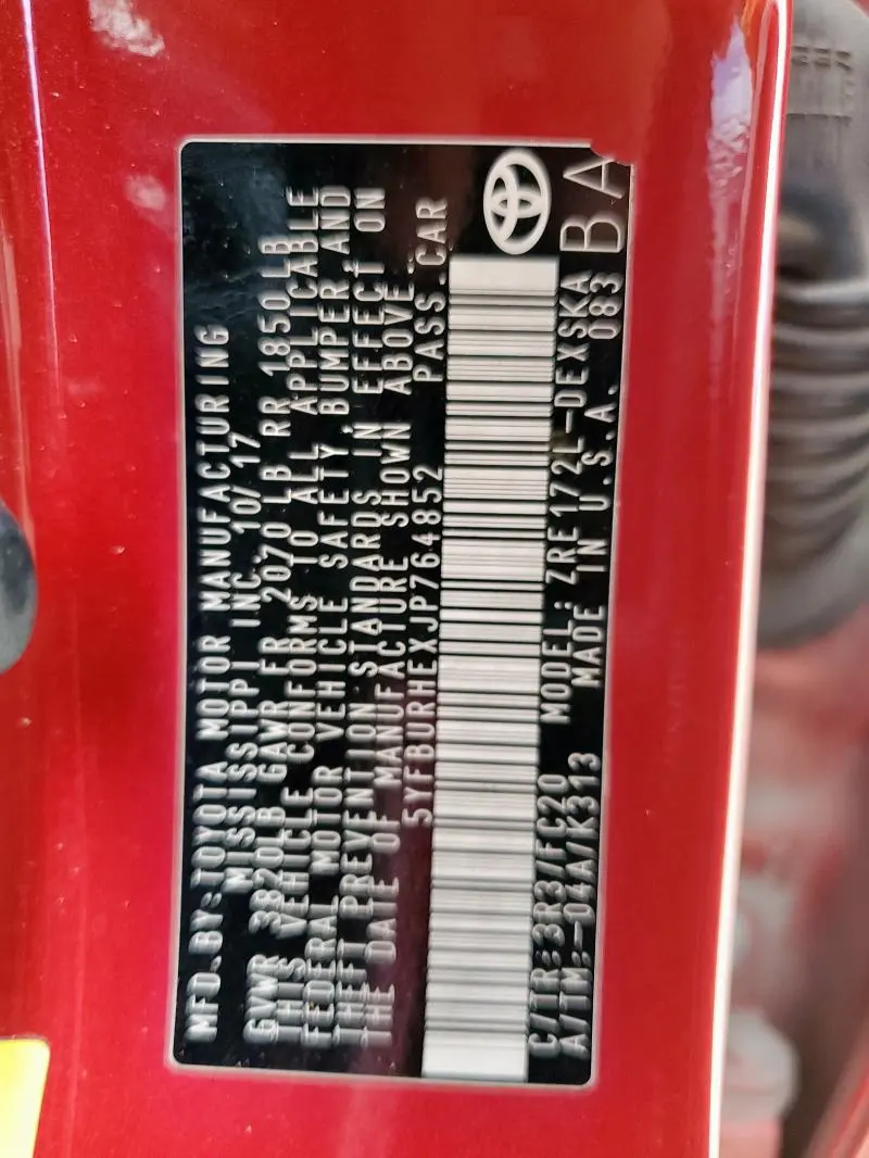 2018 TOYOTA COROLLA L