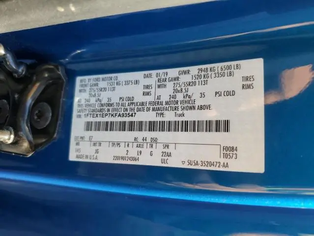 2019 FORD F150 SUPER CAB  