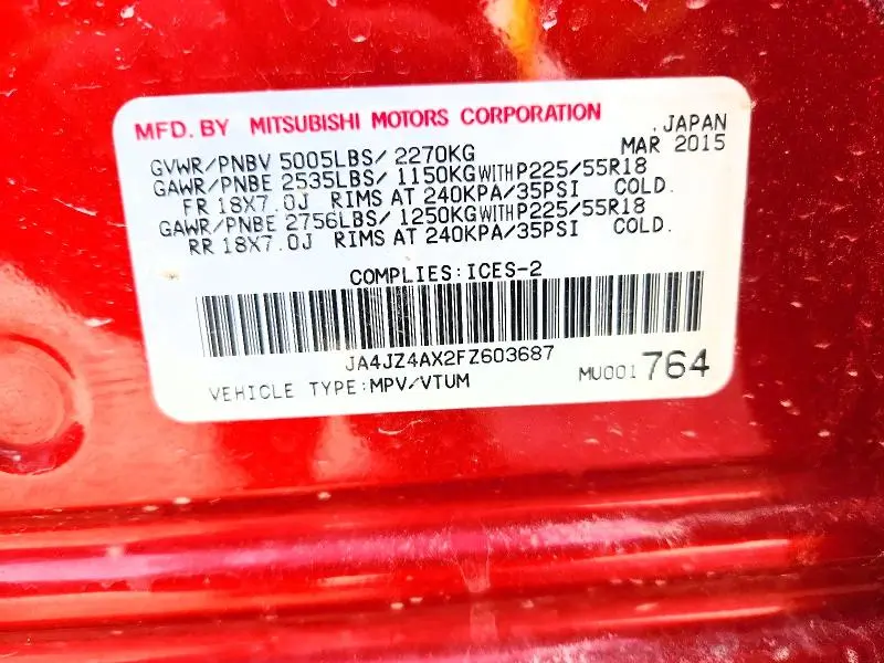 2015 MITSUBISHI OUTLANDER GT  