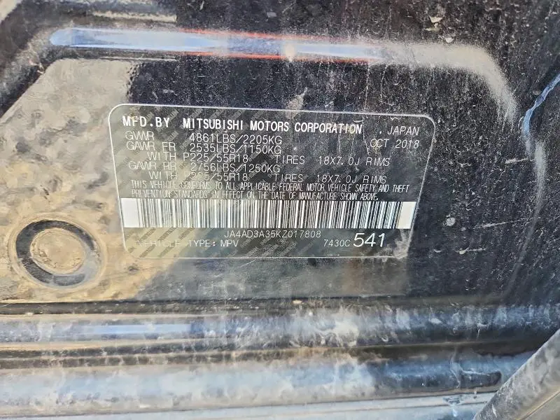 2019 MITSUBISHI OUTLANDER SE  