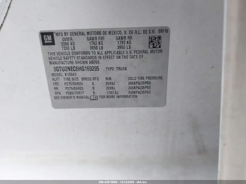 2017 GMC SIERRA 1500 SLT