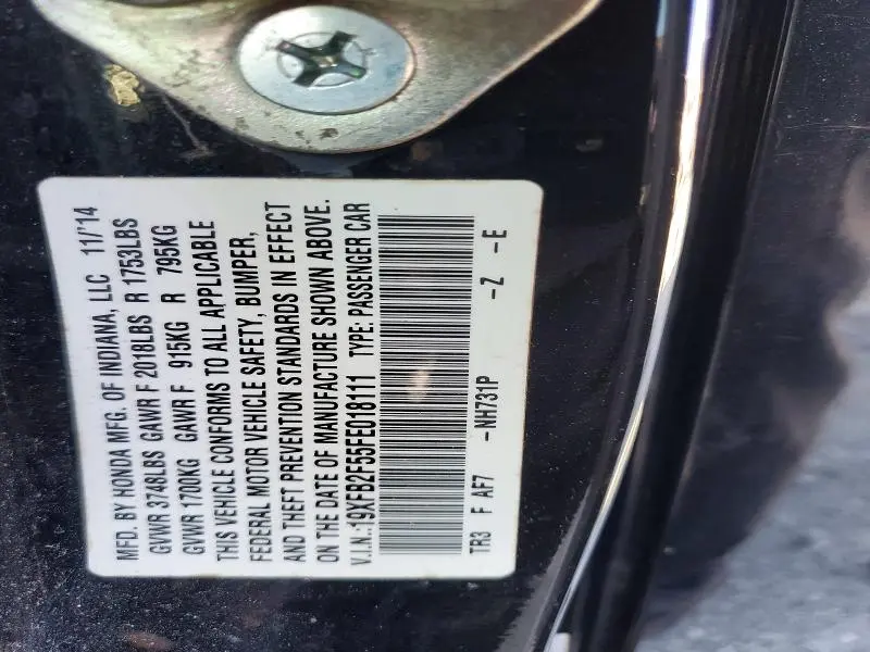 2015 HONDA CIVIC LX  