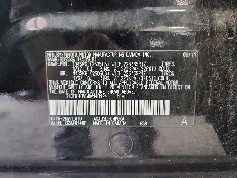 2011 TOYOTA RAV4 LIMITED  