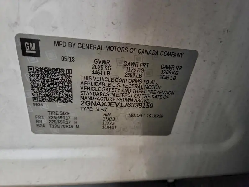 2018 CHEVROLET EQUINOX LT  