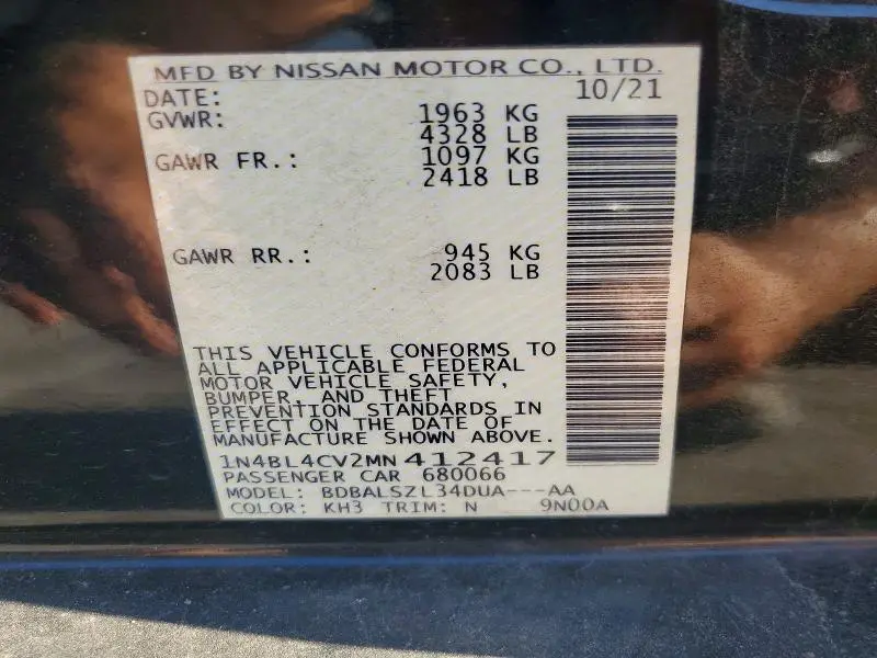 2021 NISSAN ALTIMA SR  