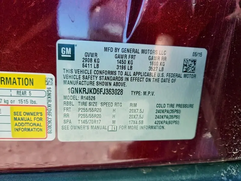 2015 CHEVROLET TRAVERSE LTZ  