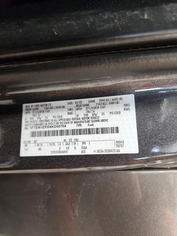 2022 FORD F150 SUPERCREW  