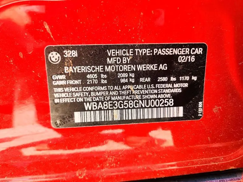 2016 BMW 328 XI SULEV  
