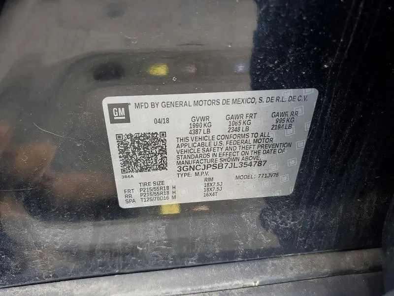 2018 CHEVROLET TRAX 1LT  