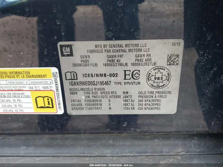 2016 GMC ACADIA SLE1