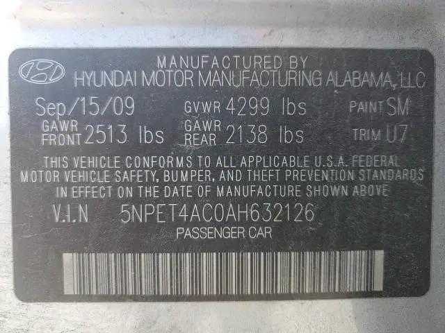 2010 HYUNDAI SONATA GLS  