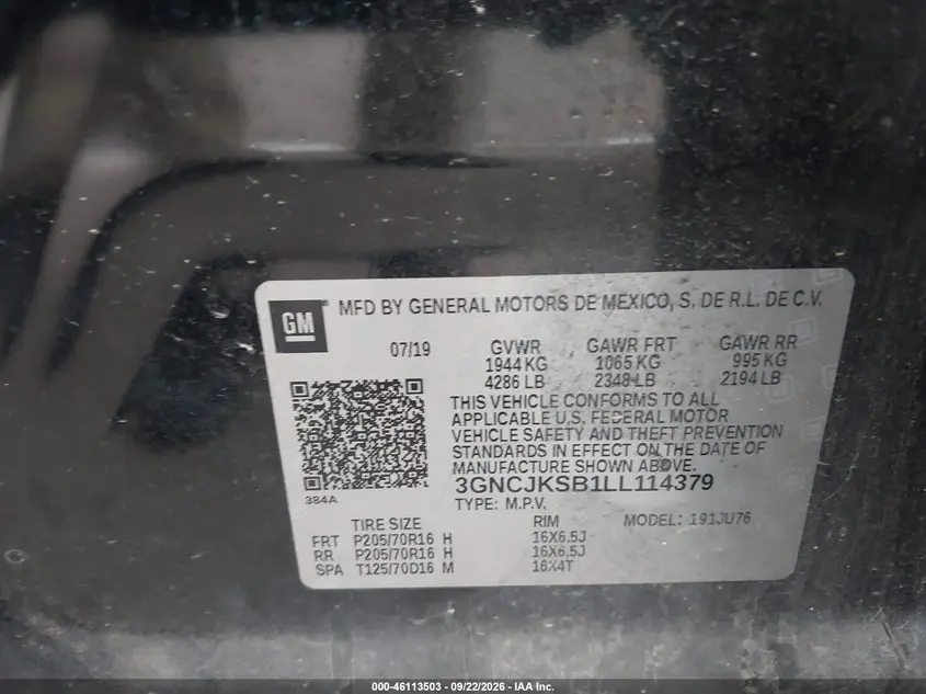 2020 CHEVROLET TRAX FWD LS