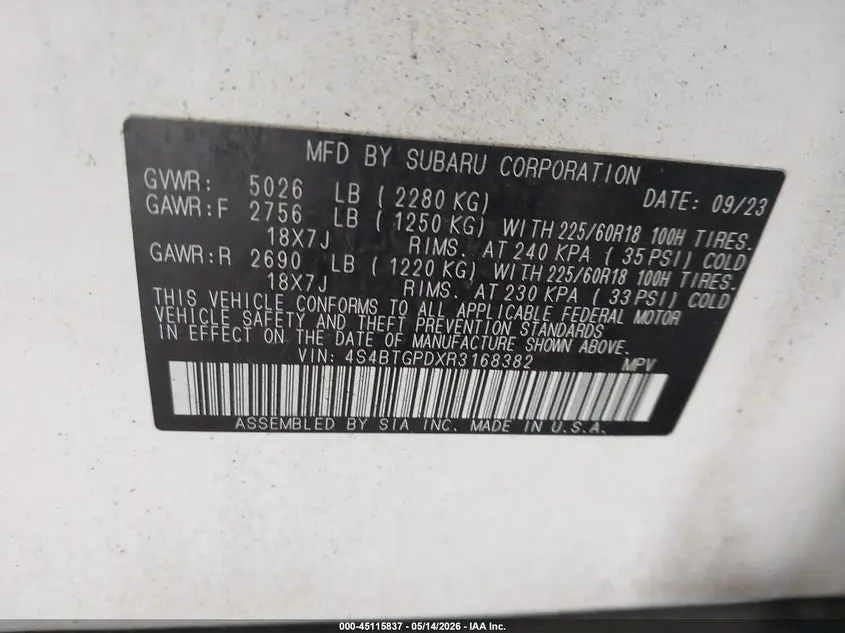 2024 SUBARU OUTBACK TOURING XT