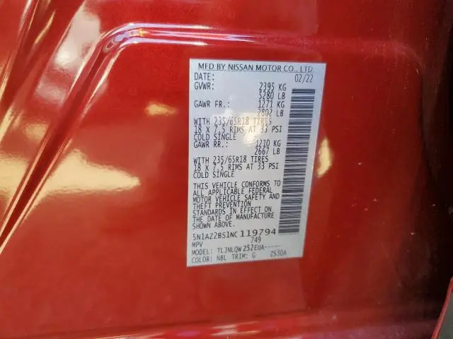 2022 NISSAN MURANO SV  
