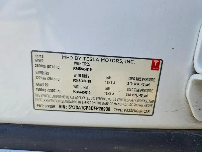 2013 TESLA MODEL S   