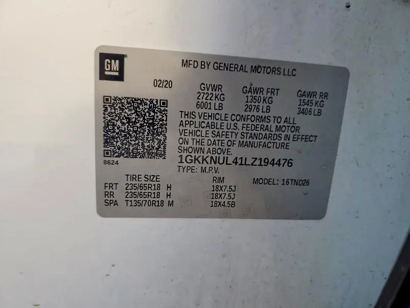 2020 GMC ACADIA SLT   