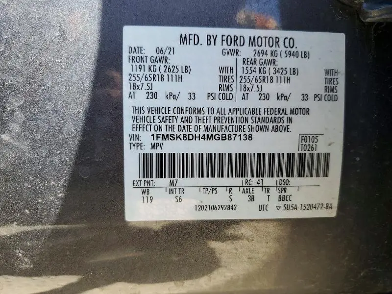 2021 FORD EXPLORER XLT  