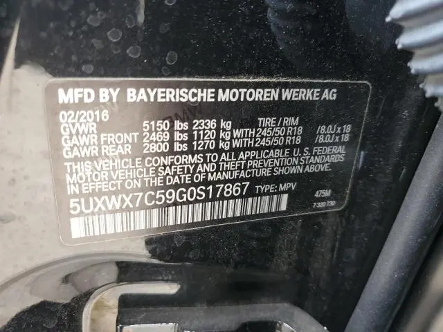 2016 BMW X3 XDRIVE35I  