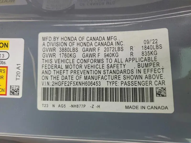 2022 HONDA CIVIC SPORT  