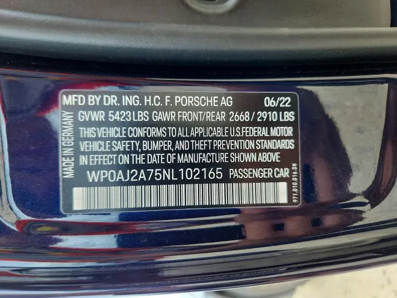 2022 PORSCHE PANAMERA BASE  