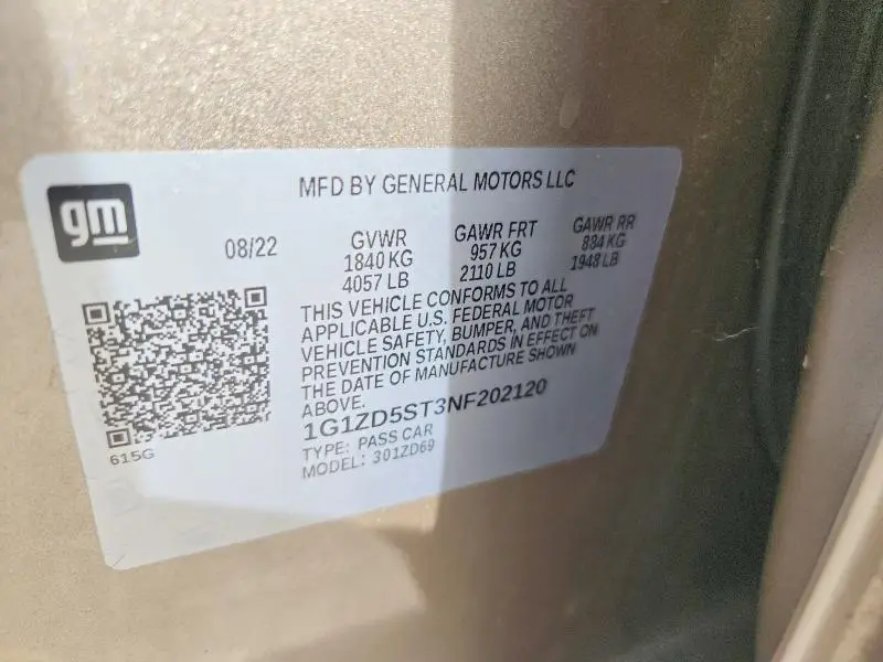 2022 CHEVROLET MALIBU LT  