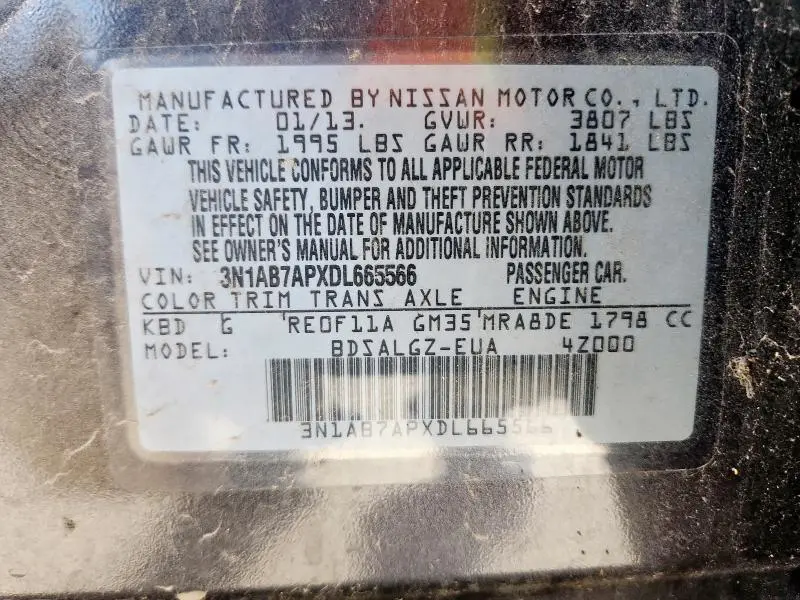 2013 NISSAN SENTRA S  