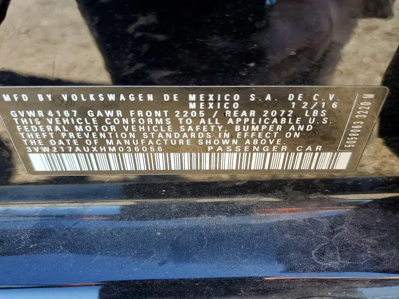 2017 VOLKSWAGEN GOLF S  